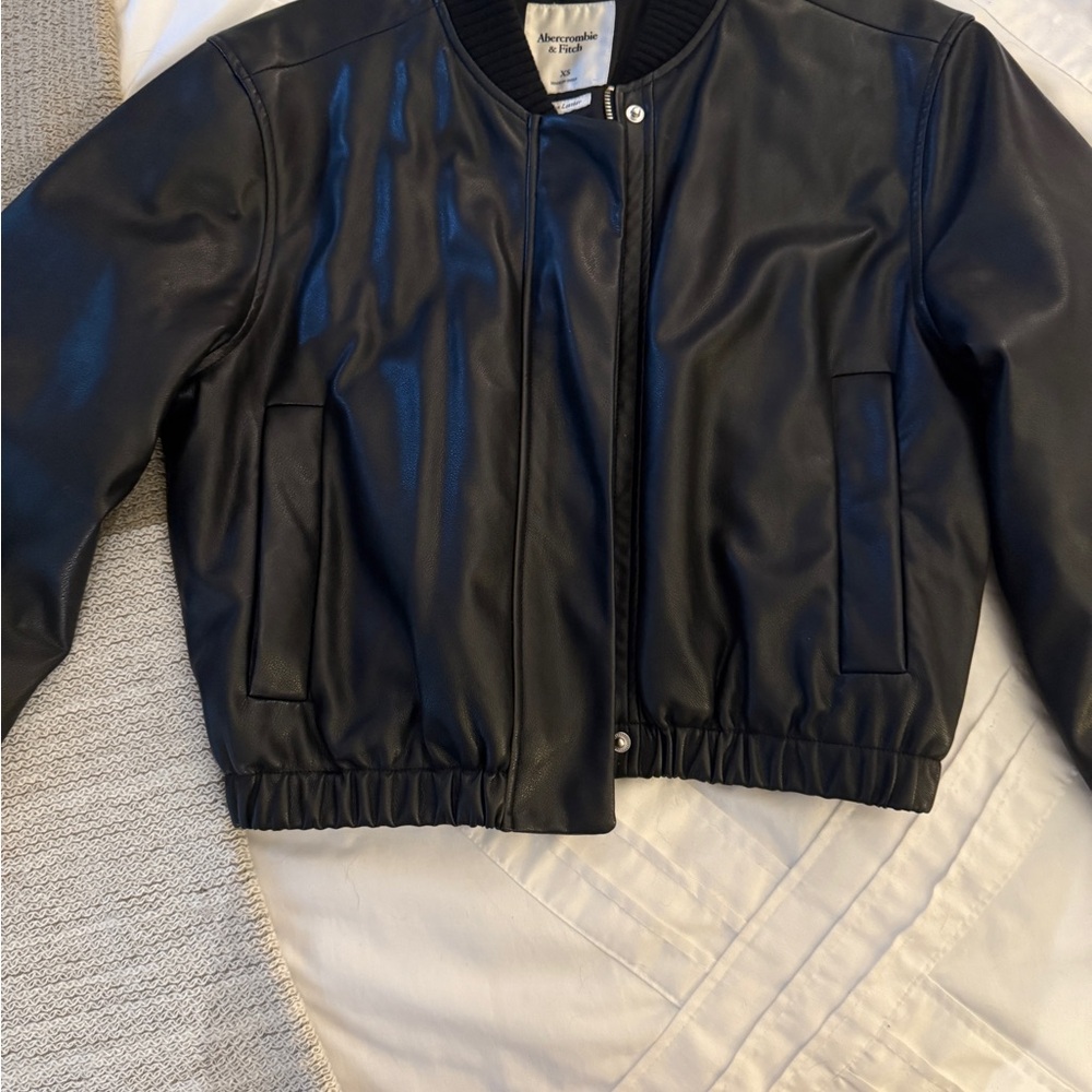 Abercrombie Vegan Leather Bomber Jacket